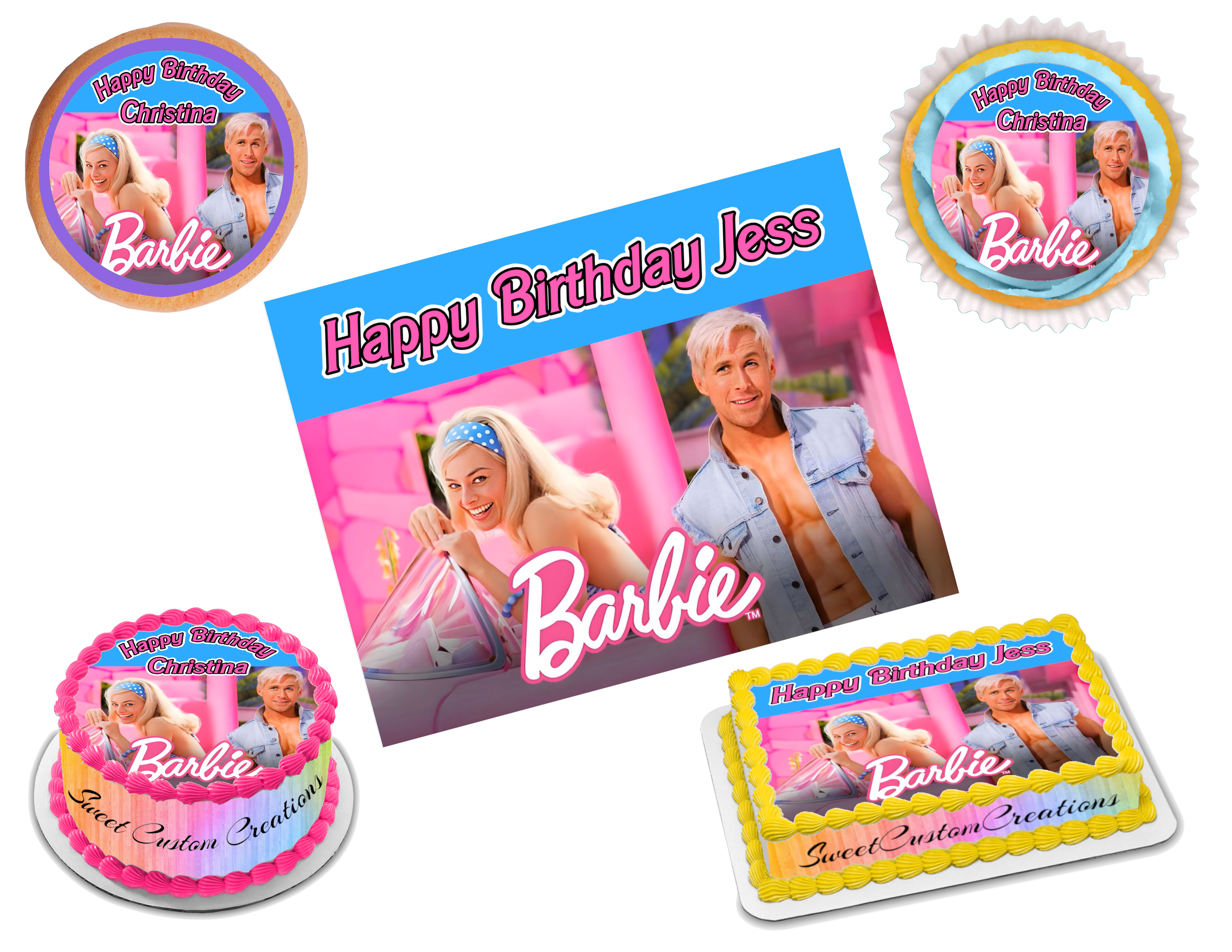 6 Piece Barbie Cupcake Baking Kit. Merry Bright Vanilla Cupcake