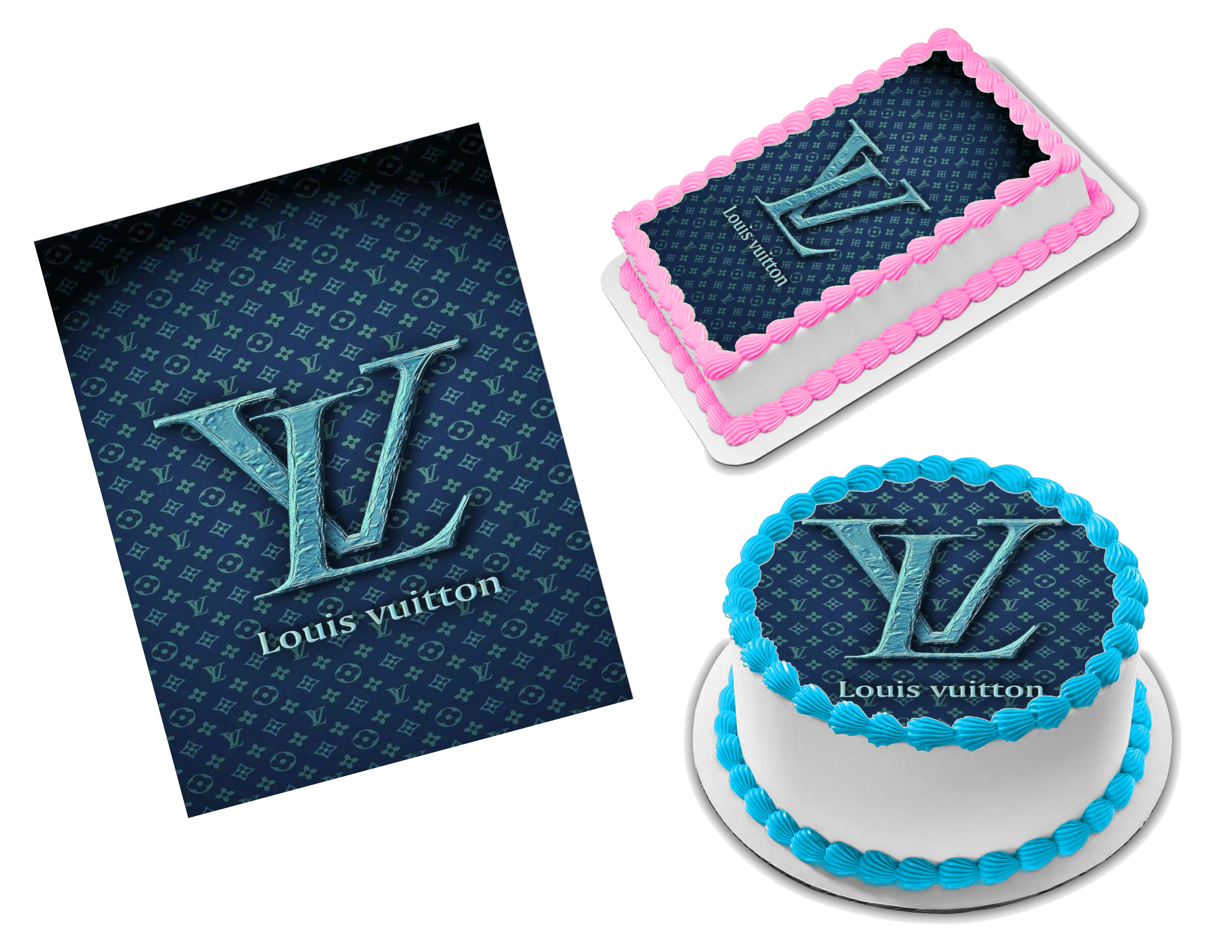 Louis Vuitton Blue White Edible Image Frosting Sheet #40 (70+
