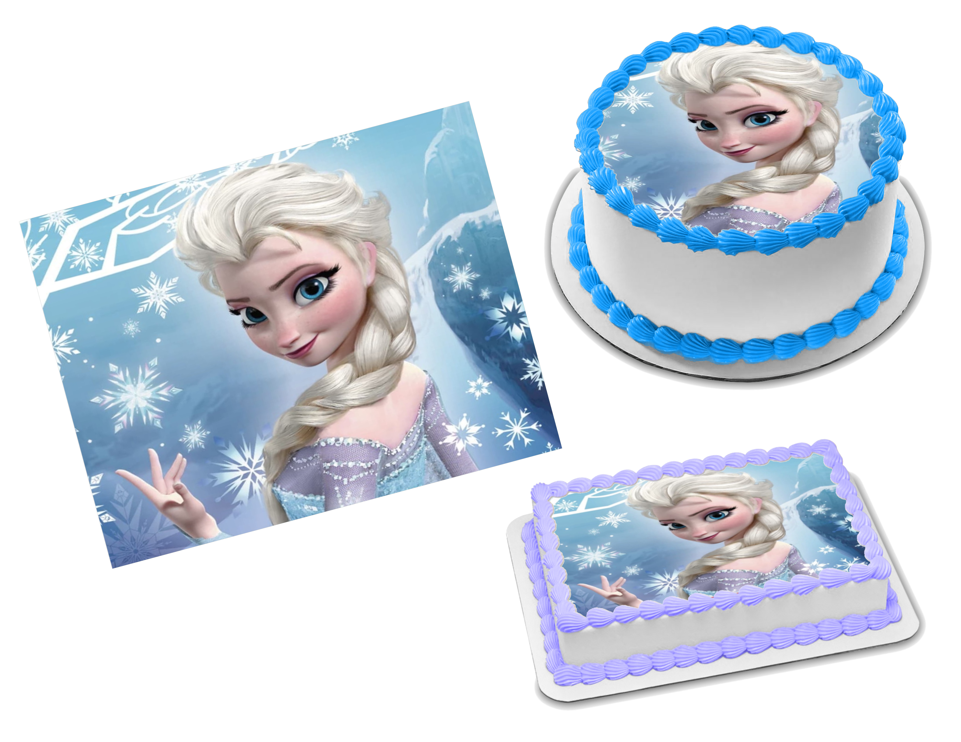 Frozen Elsa and Anna Edible Wafer Cup Cake Toppers Standing or Disc