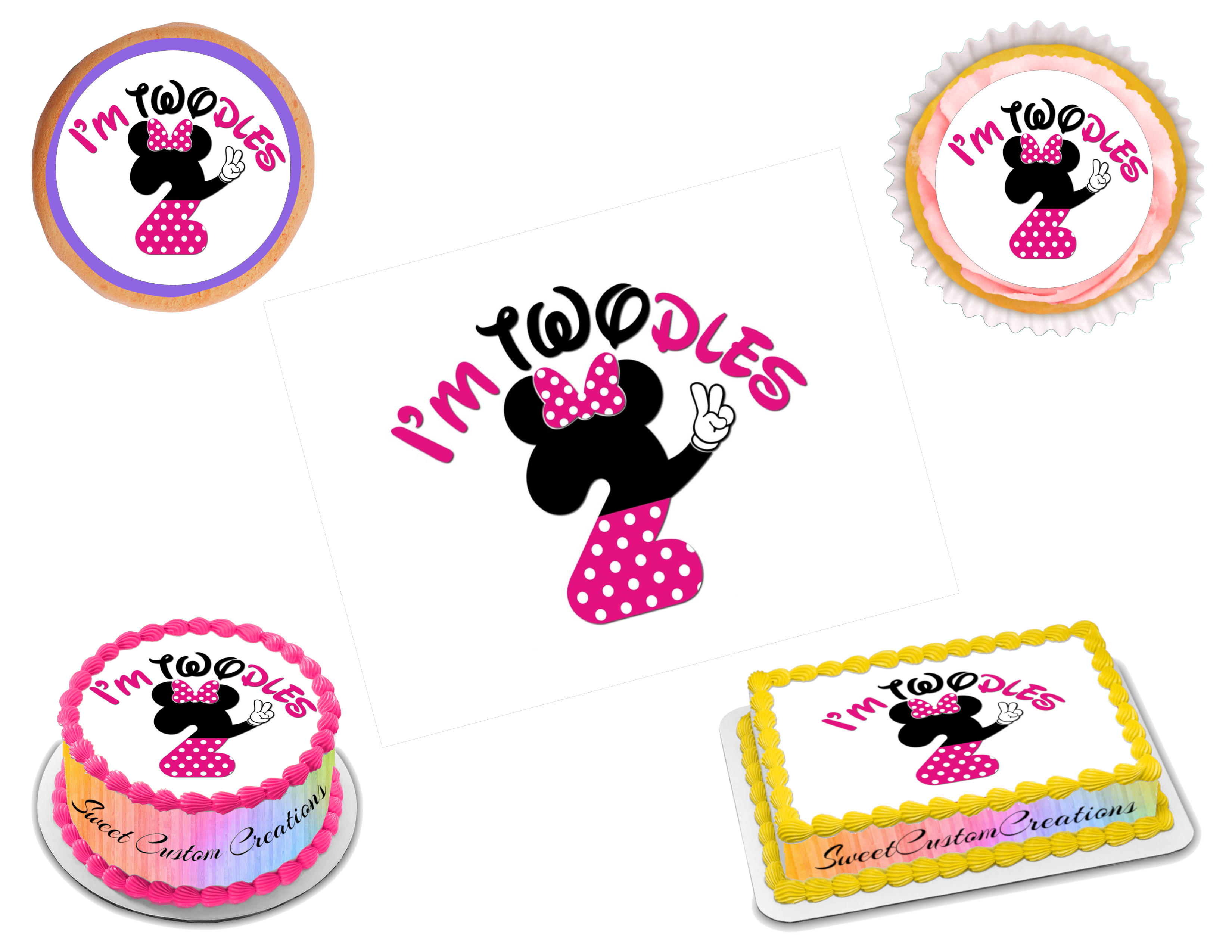 Minnie Mouse Cake Toppers | Centerpieces ★ Instant Download | Editable Text