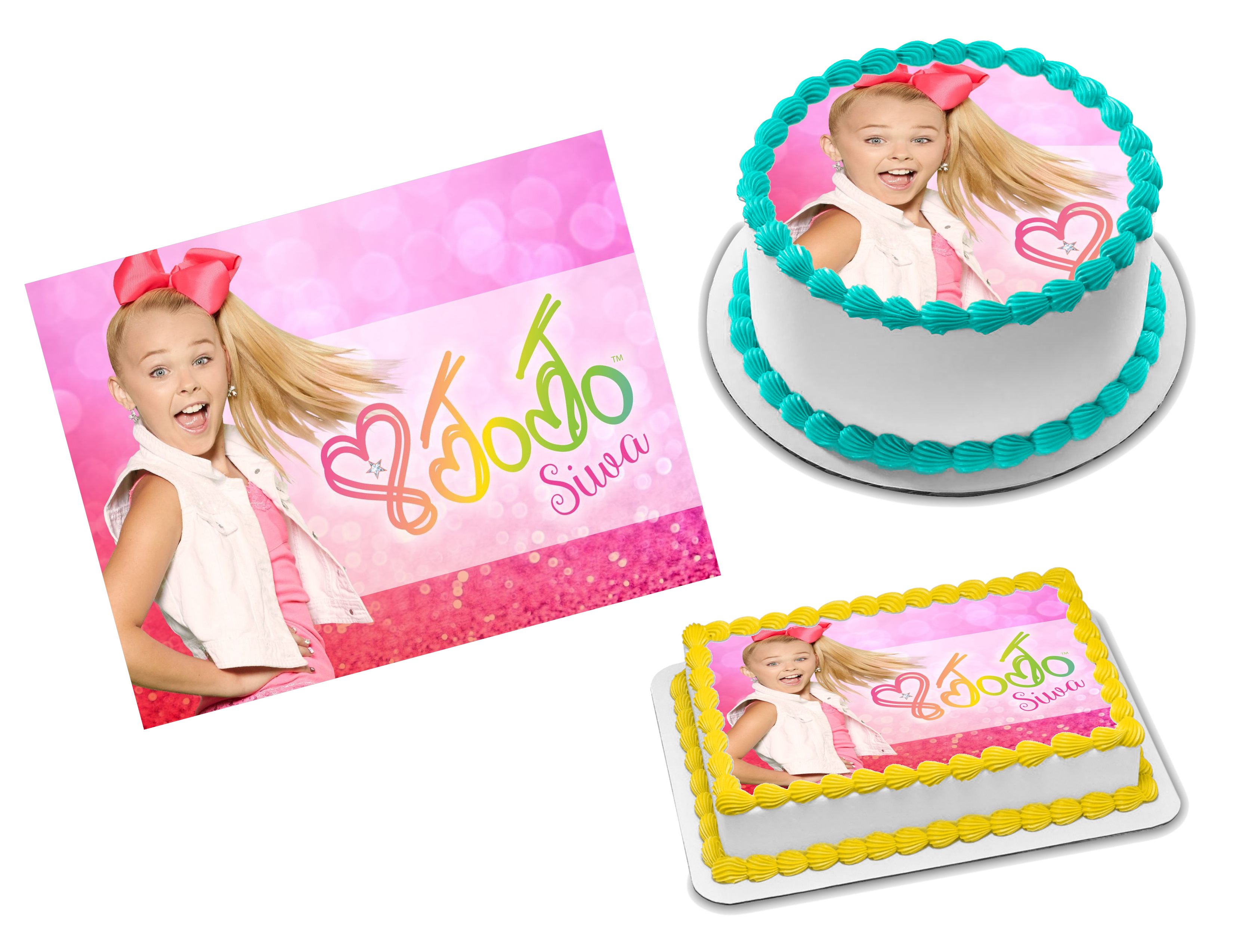 EDIBLE Jojo Siwa Wafer Paper Sheet Cake Topper Birthday Party