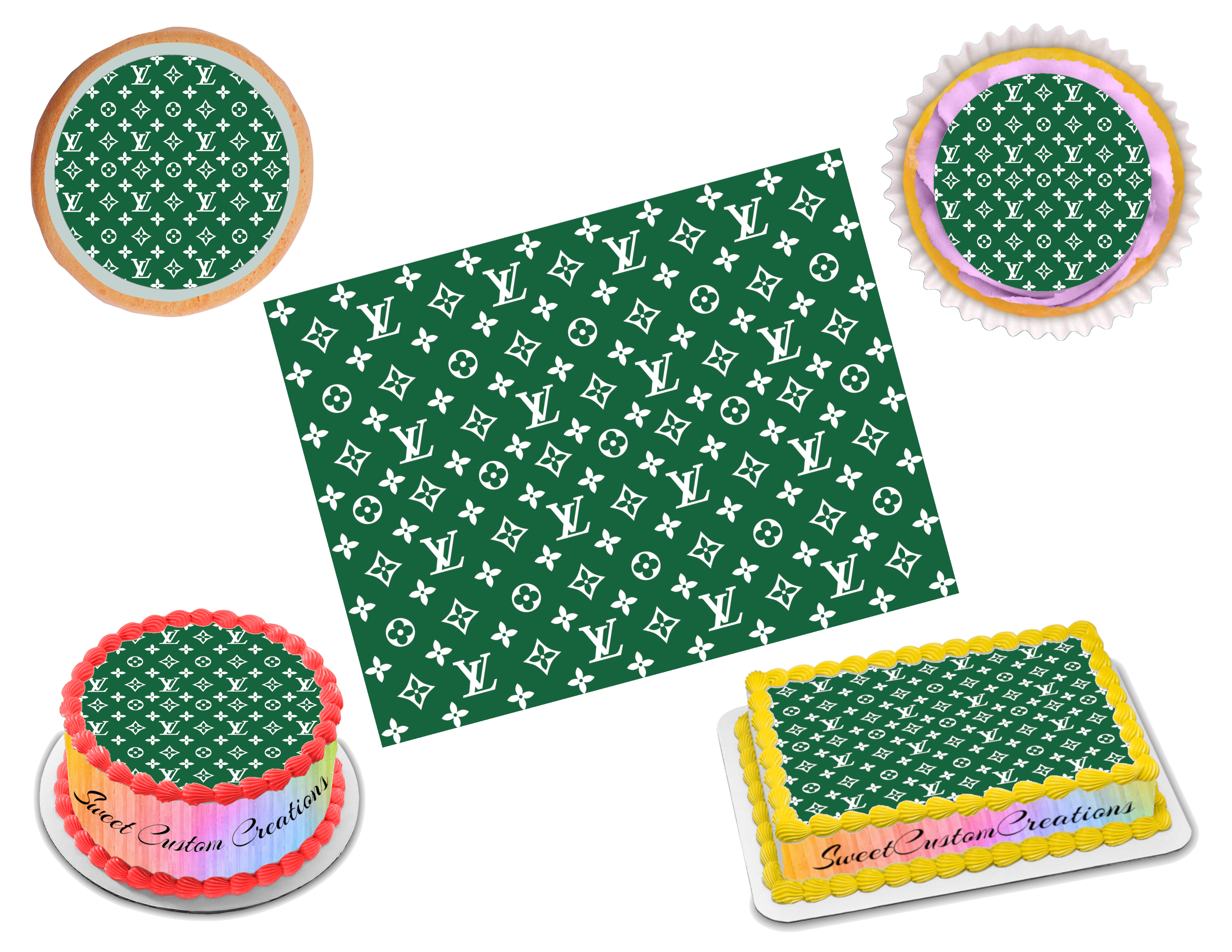 Louis Vuitton Green Edible Image Frosting Sheet #8 (70+ sizes)