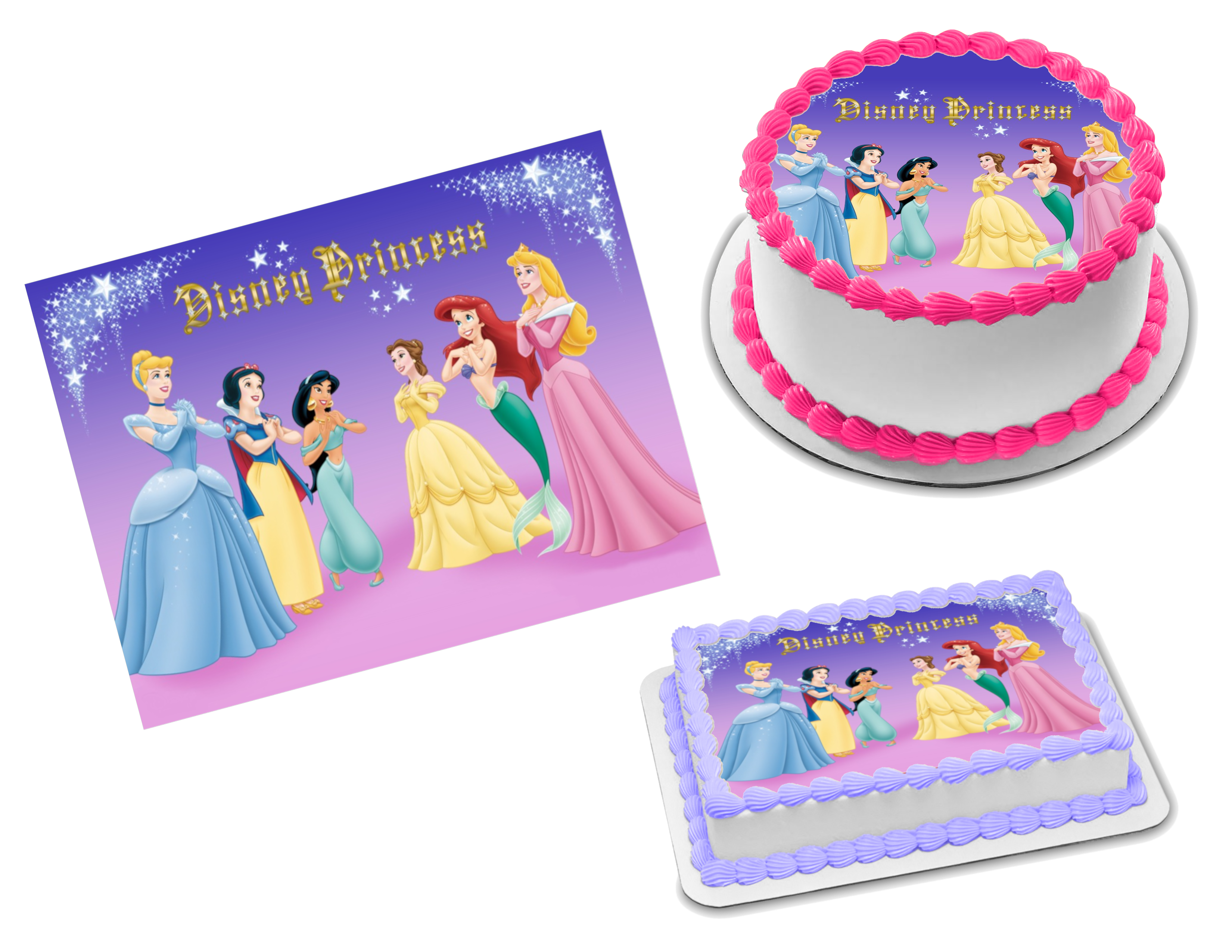 Disney Baby Princess Edible Image Toppers. Edible Round Pre Cut Stickers.