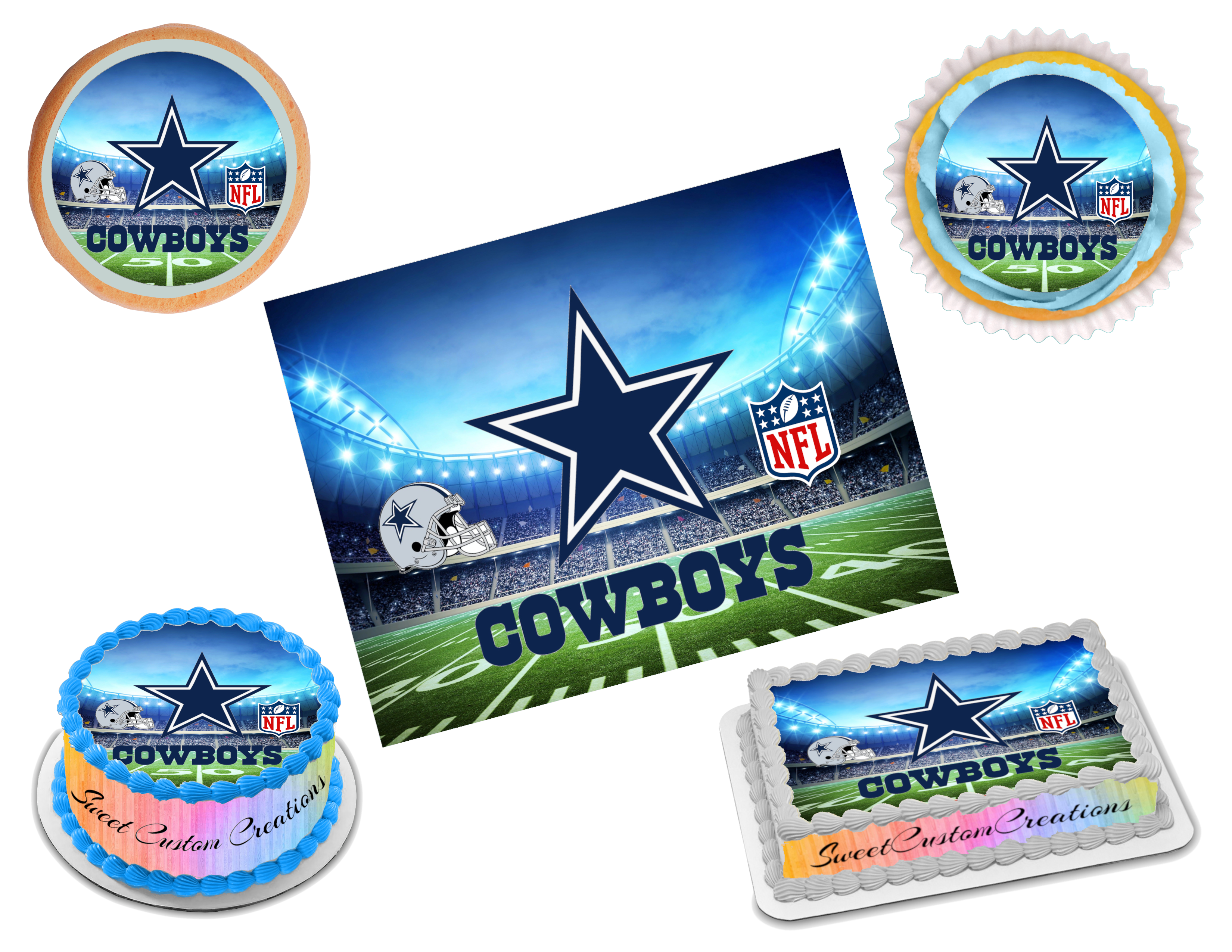 Dallas Cowboys - Edible Cake Topper or Cupcake Toppers – Edible