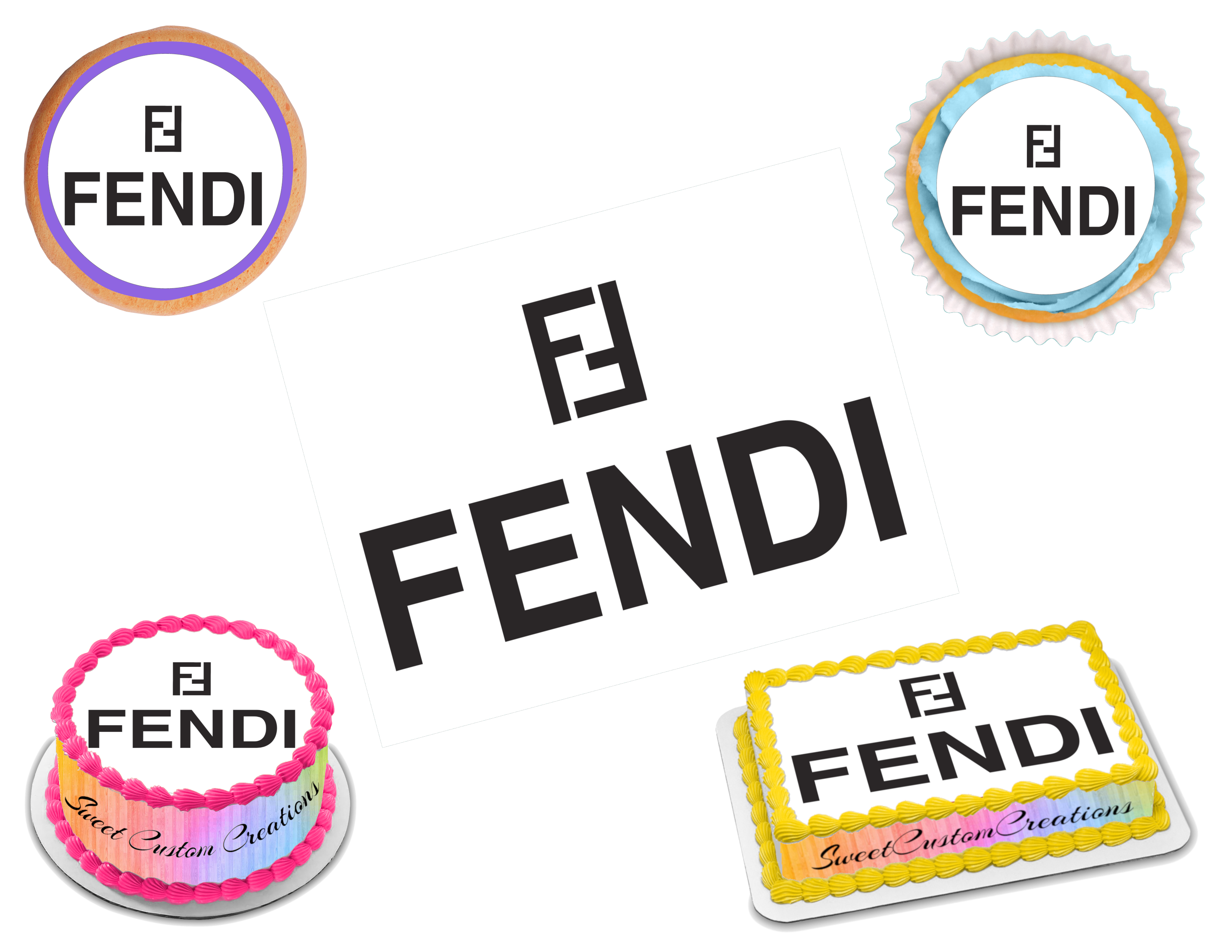 Set of Fendi Logo. Popular Brand. FENDI Famous Emblem. Vector