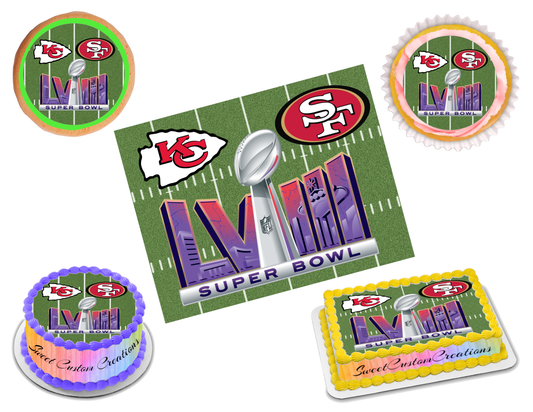 Super Bowl LVIII 2024 Edible Image Frosting Sheet #10 (70+ sizes)