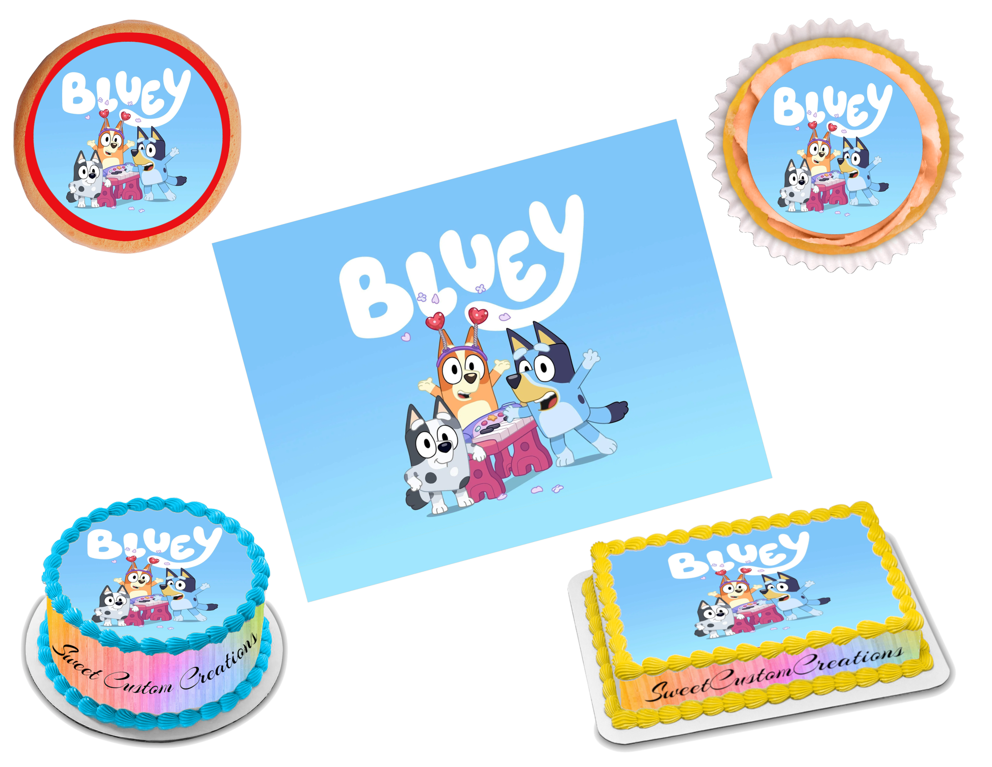 Pre Cut Bluey bingo Edible image/ Bluey bingo/ Bluey cake topper/ Bluey  family