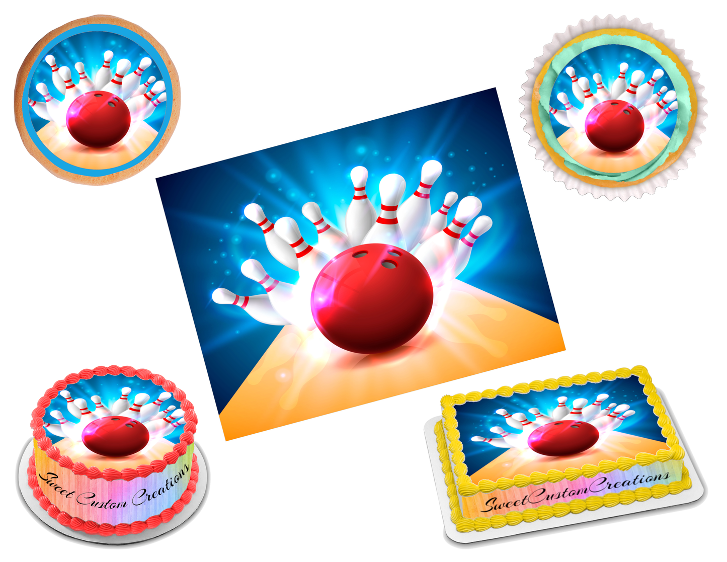 Bowling Edible Image Frosting Sheet #10 Topper (70+ sizes)