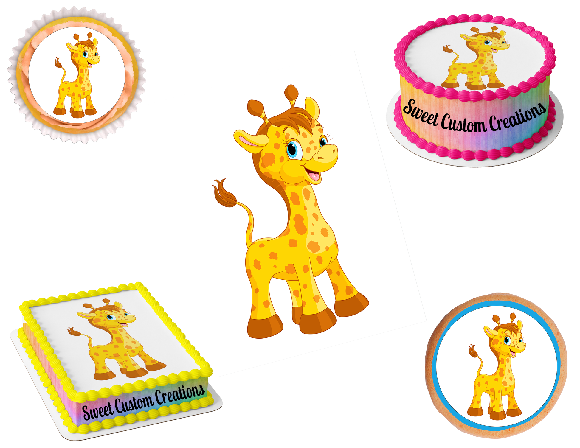 Giraffe Edible Image Frosting Sheet #1 Topper (70+ sizes)