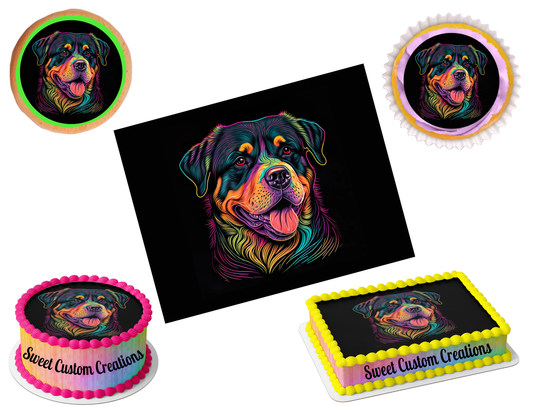 Rottweiler Dog Edible Image Frosting Sheet #1 Topper (70+ sizes)