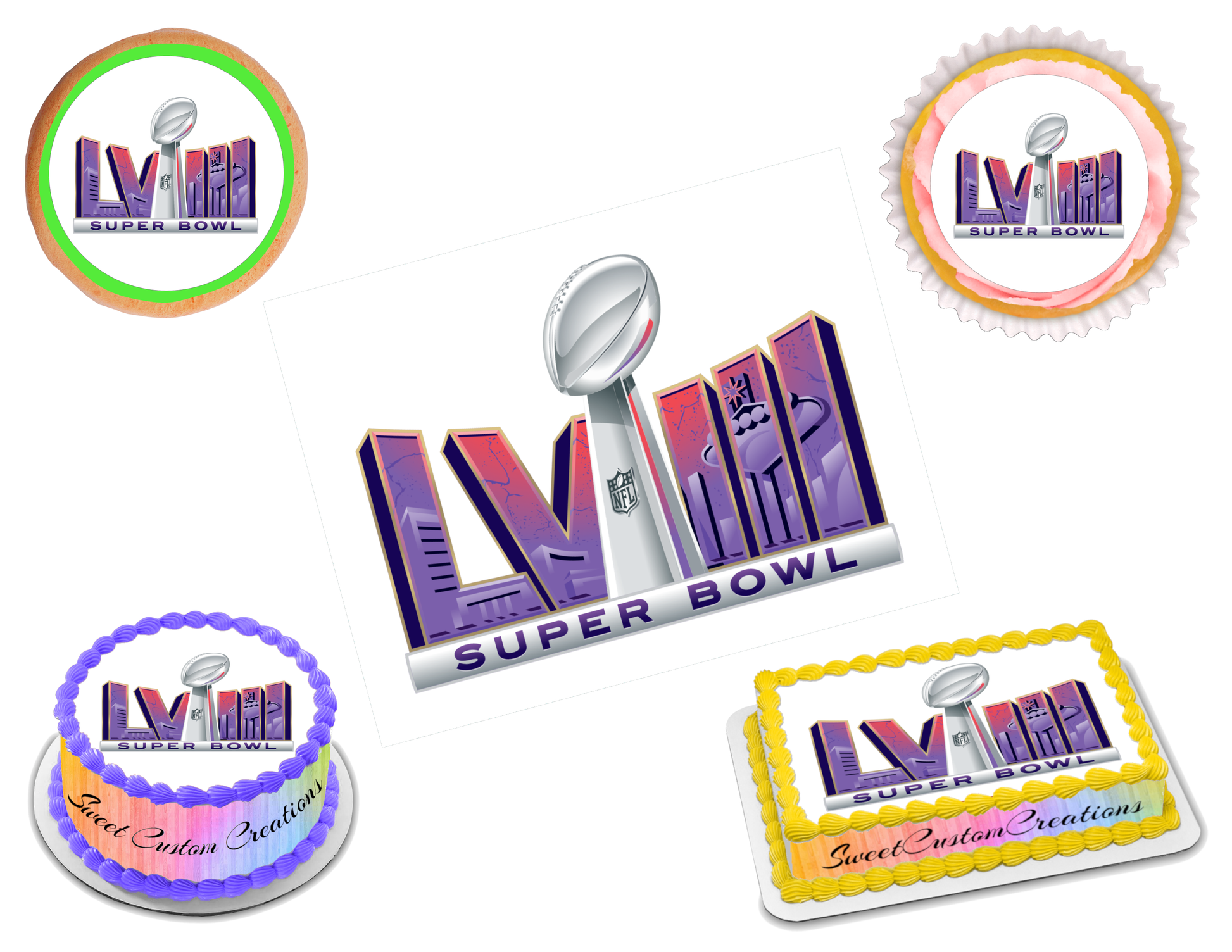 Super Bowl LVIII 2024 Edible Image Frosting Sheet #1 (70+ sizes)