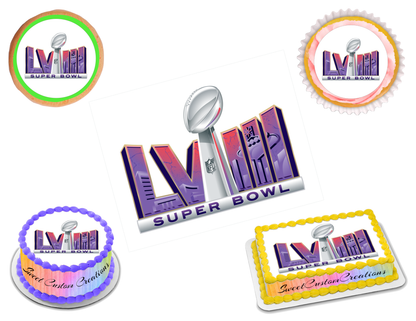 Super Bowl LVIII 2024 Edible Image Frosting Sheet #1 (70+ sizes)