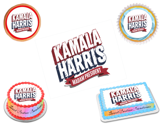 Kamala Harris Edible Image Frosting Sheet #1 (80+ sizes)