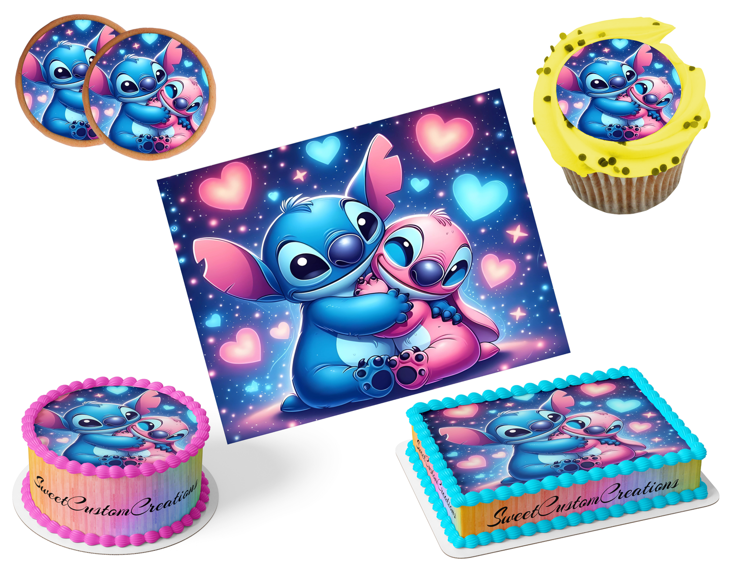 Stitch and Angel Edible Image Frosting Sheet #1 (80+ sizes)