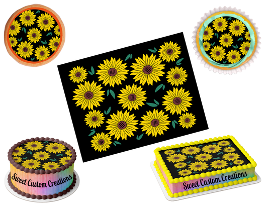 Sunflowers Edible Image Frosting Sheet #1 (70+ sizes)