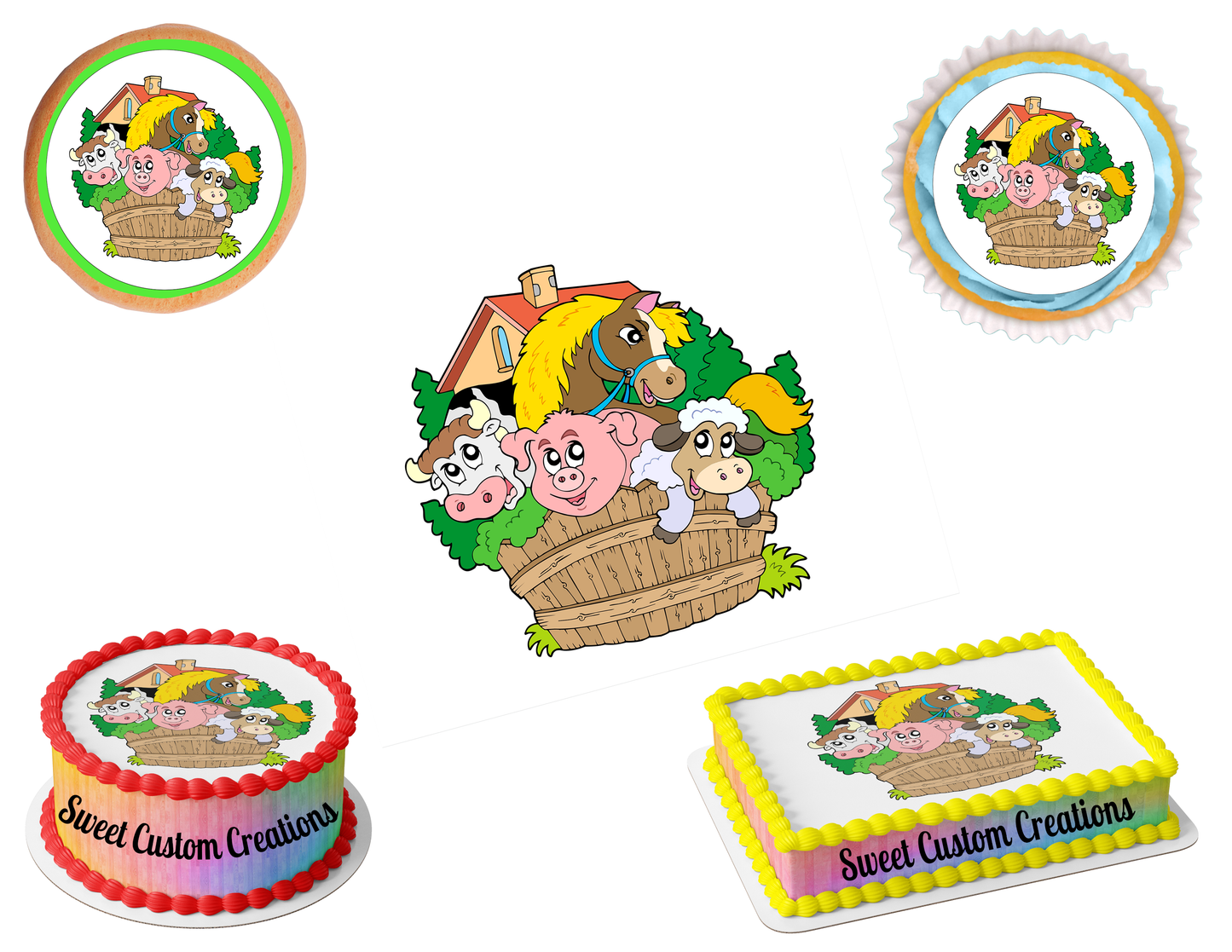 Farm Animals Edible Image Frosting Sheet #1 (70+ sizes)