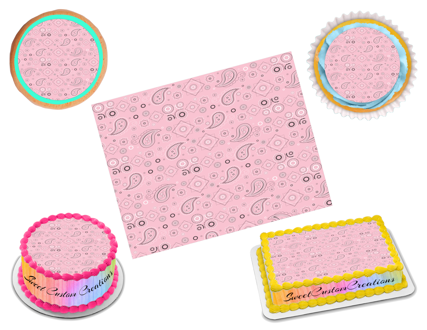 Bandana Light Pink Edible Image Frosting Sheet #26 Topper (80+ sizes)