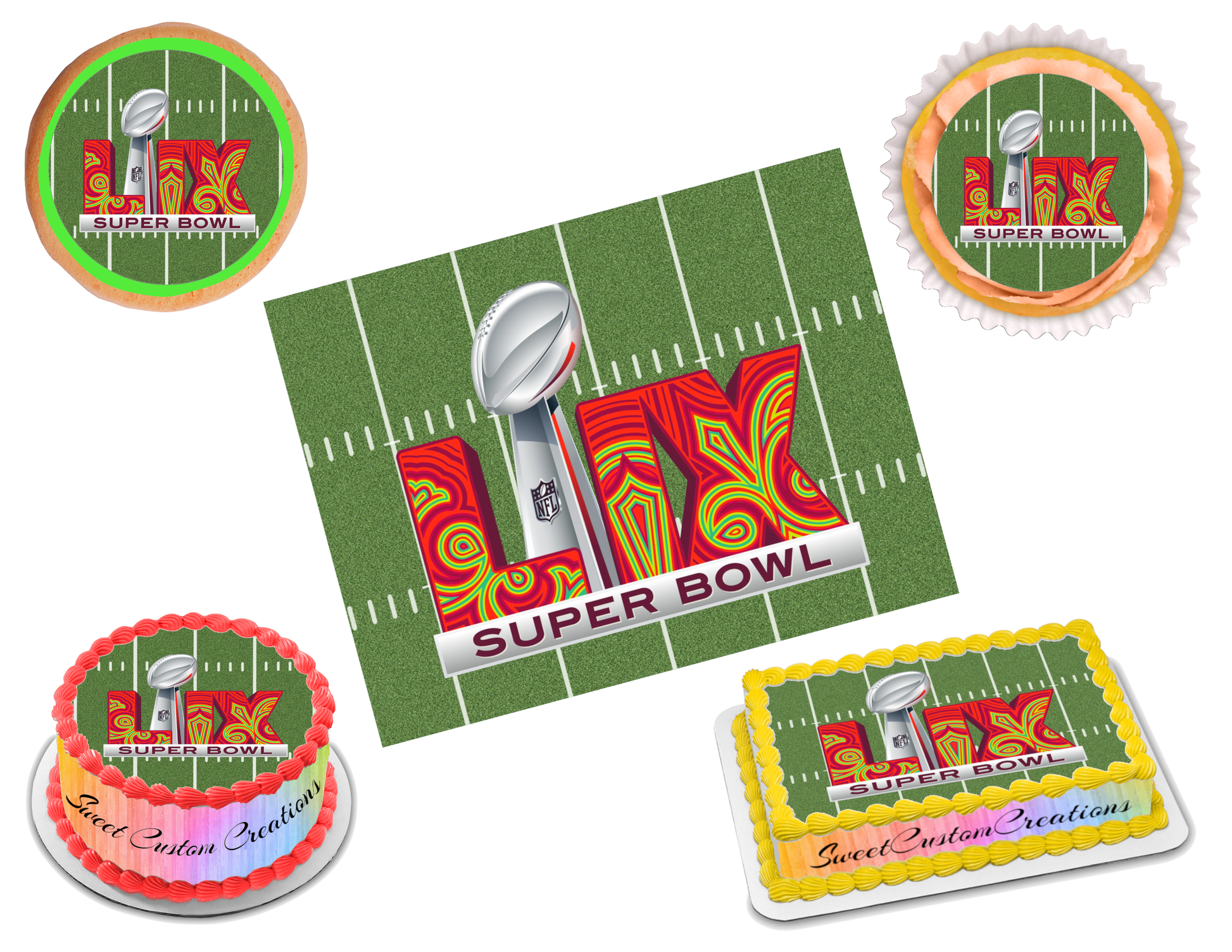 Super Bowl 59 LIX 2025 Edible Image Frosting Sheet #2 (80+ sizes)