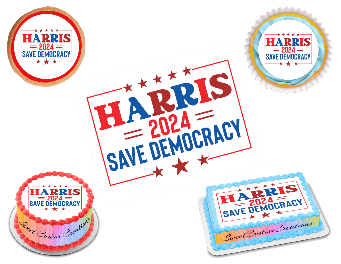 Kamala Harris Edible Image Frosting Sheet #3 (80+ sizes)