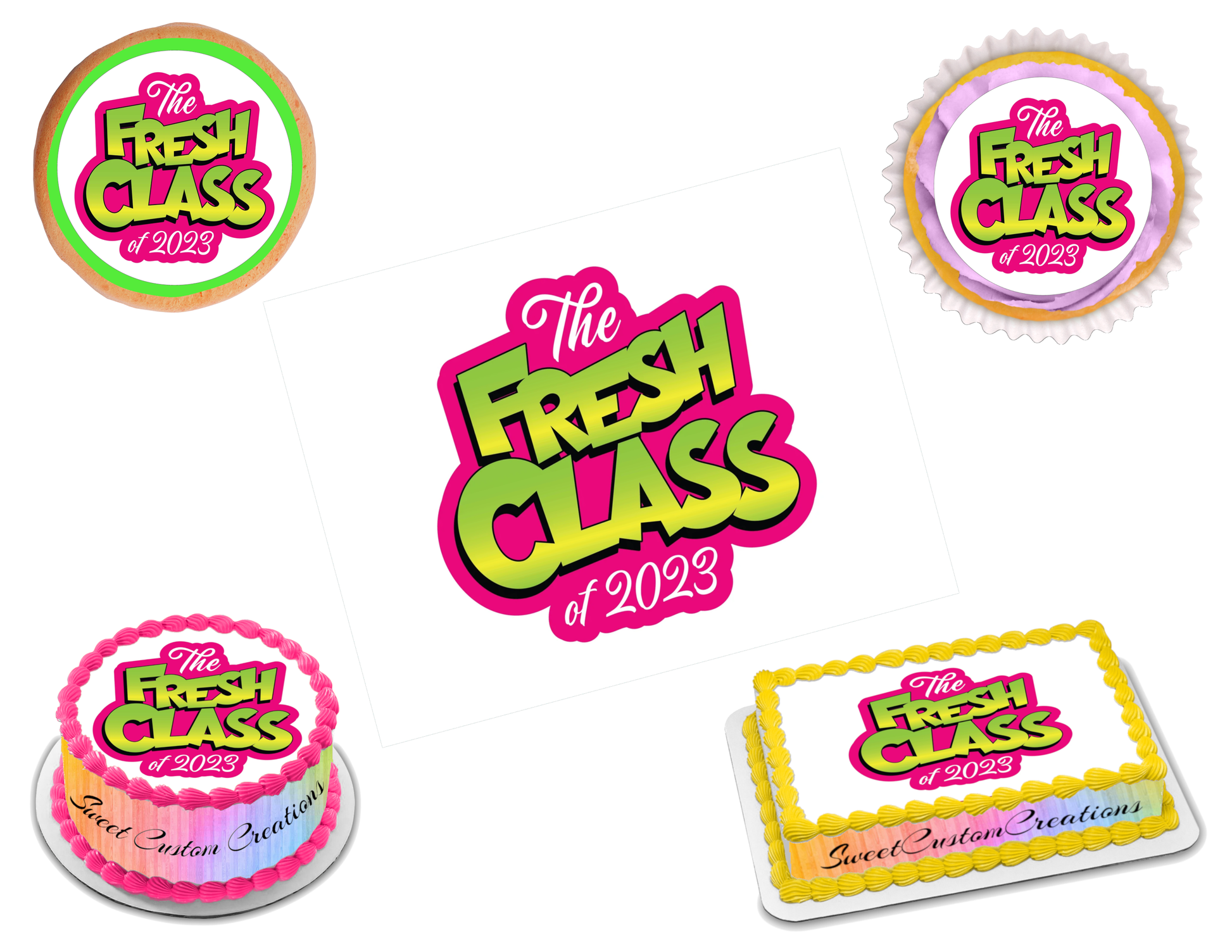 The Fresh Class of 2023 Graduation Edible Image Frosting Sheet #4 (70+ sizes)