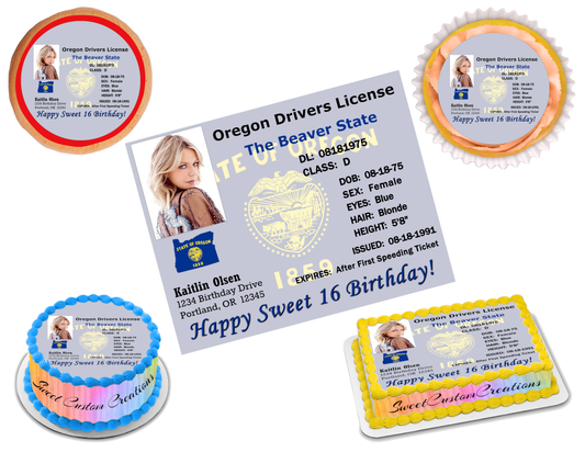 OR Drivers License Edible Image Frosting Sheet (70+ sizes)