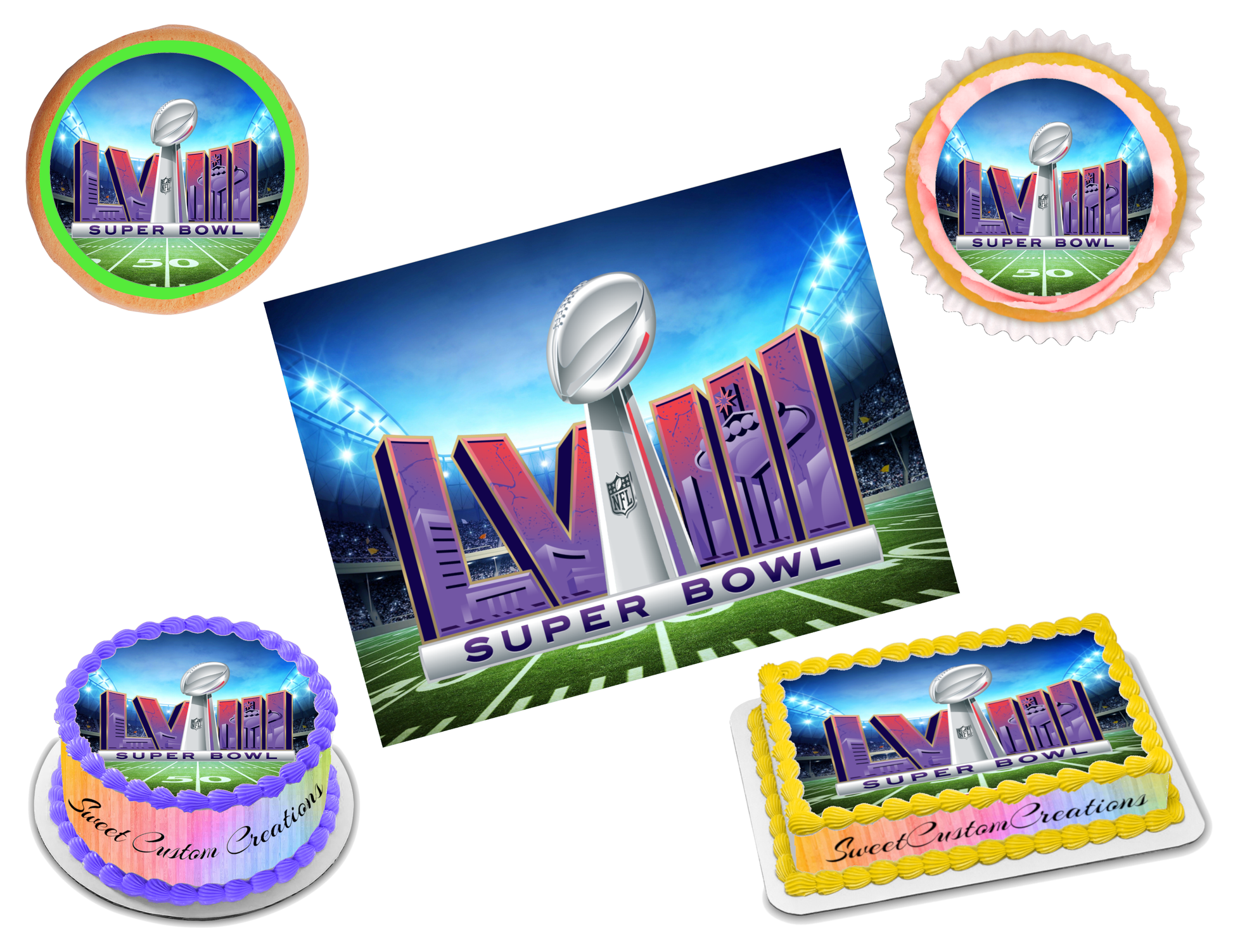 Super Bowl LVIII 2024 Edible Image Frosting Sheet #5 (70+ sizes)