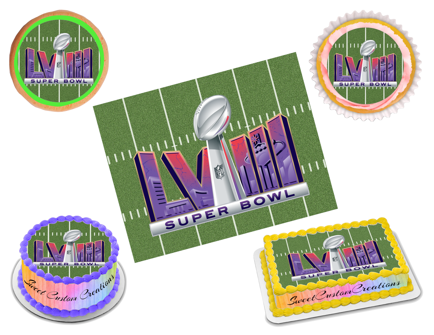 Super Bowl LVIII 2024 Edible Image Frosting Sheet #6 (70+ sizes)