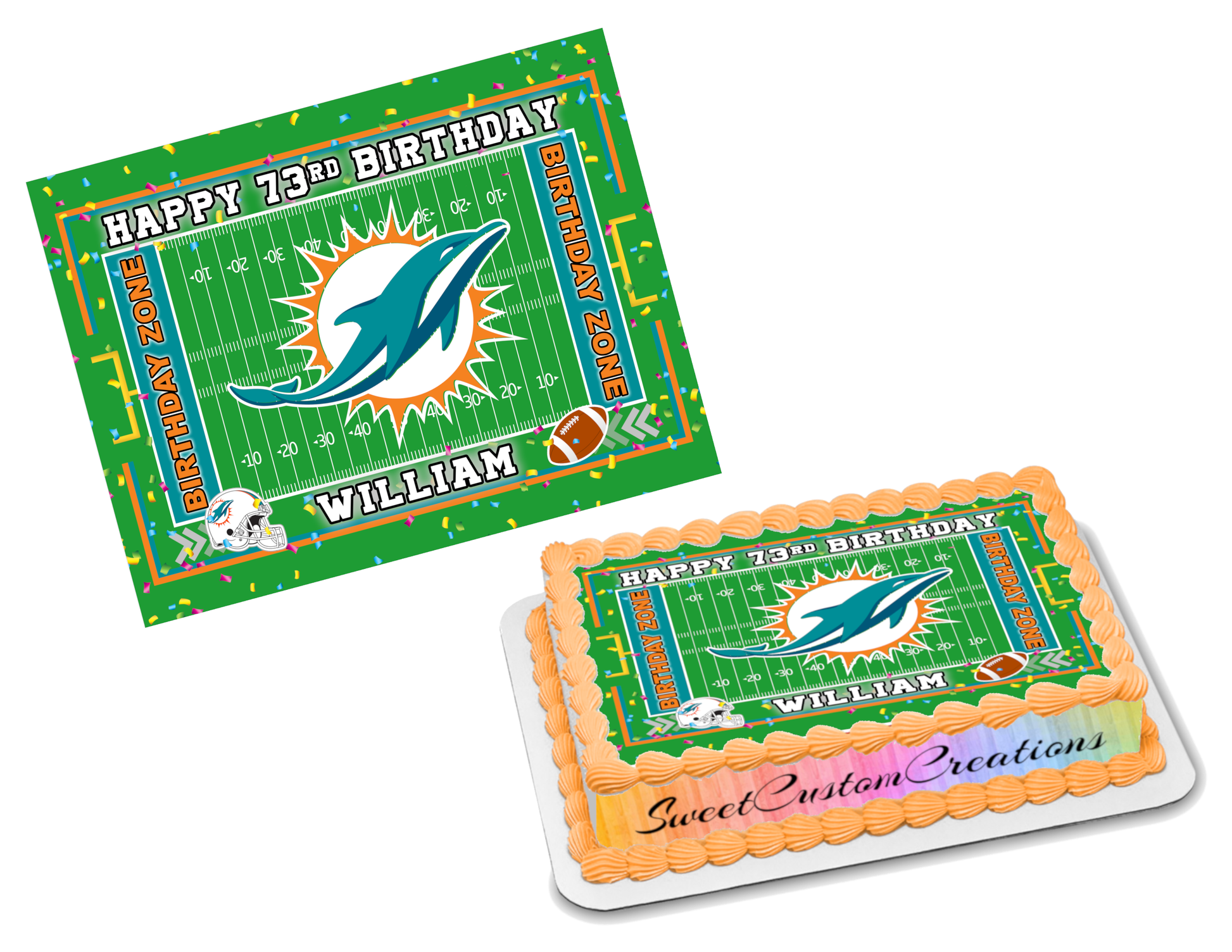 Miami Dolphins Edible Image Frosting Sheet #75 (70+ sizes)