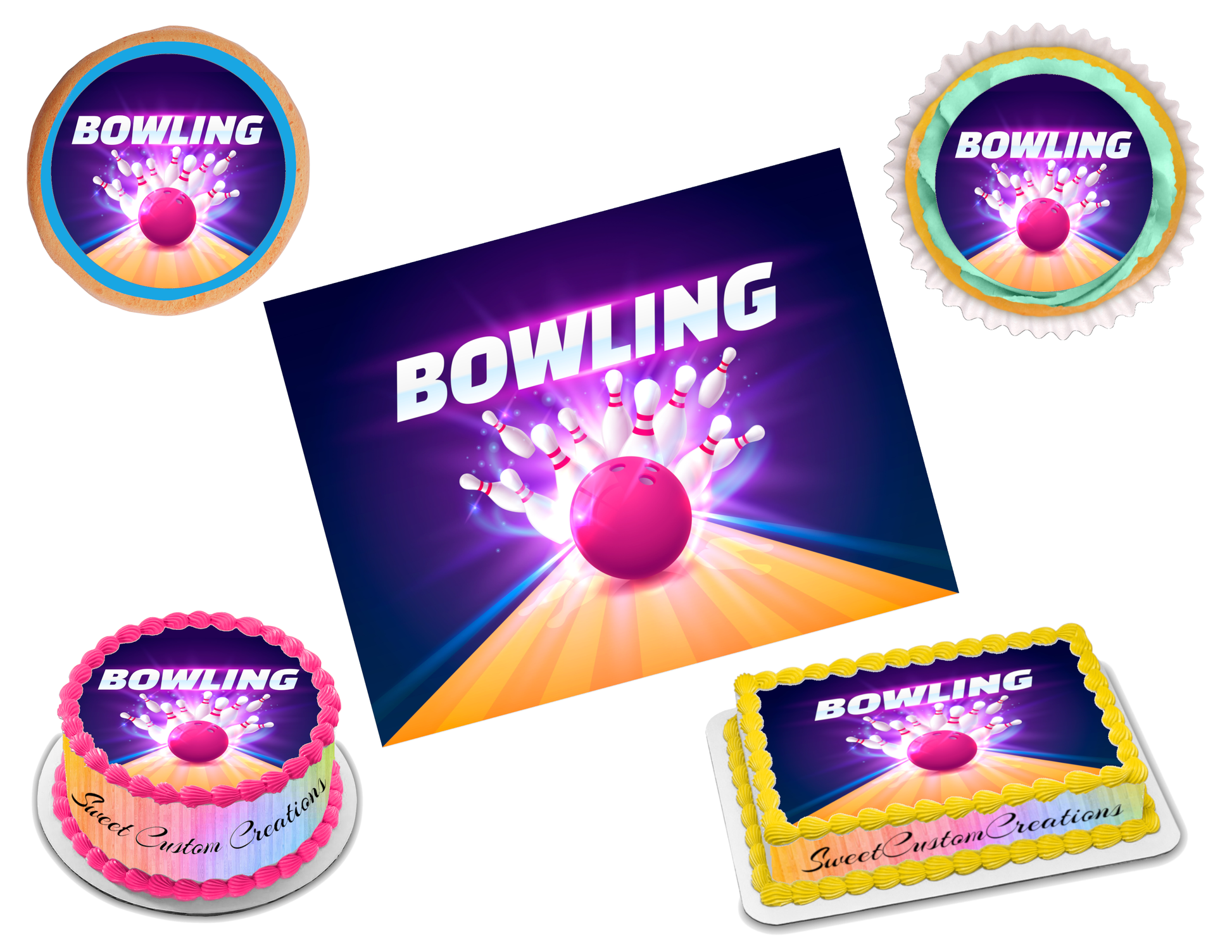 Bowling Edible Image Frosting Sheet #7 Topper (70+ sizes)