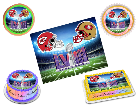 Super Bowl LVIII 2024 Edible Image Frosting Sheet #7 (70+ sizes)