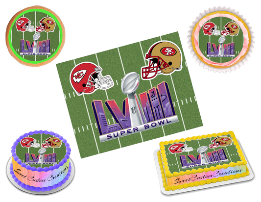 Super Bowl LVIII 2024 Edible Image Frosting Sheet #8 (70+ sizes)