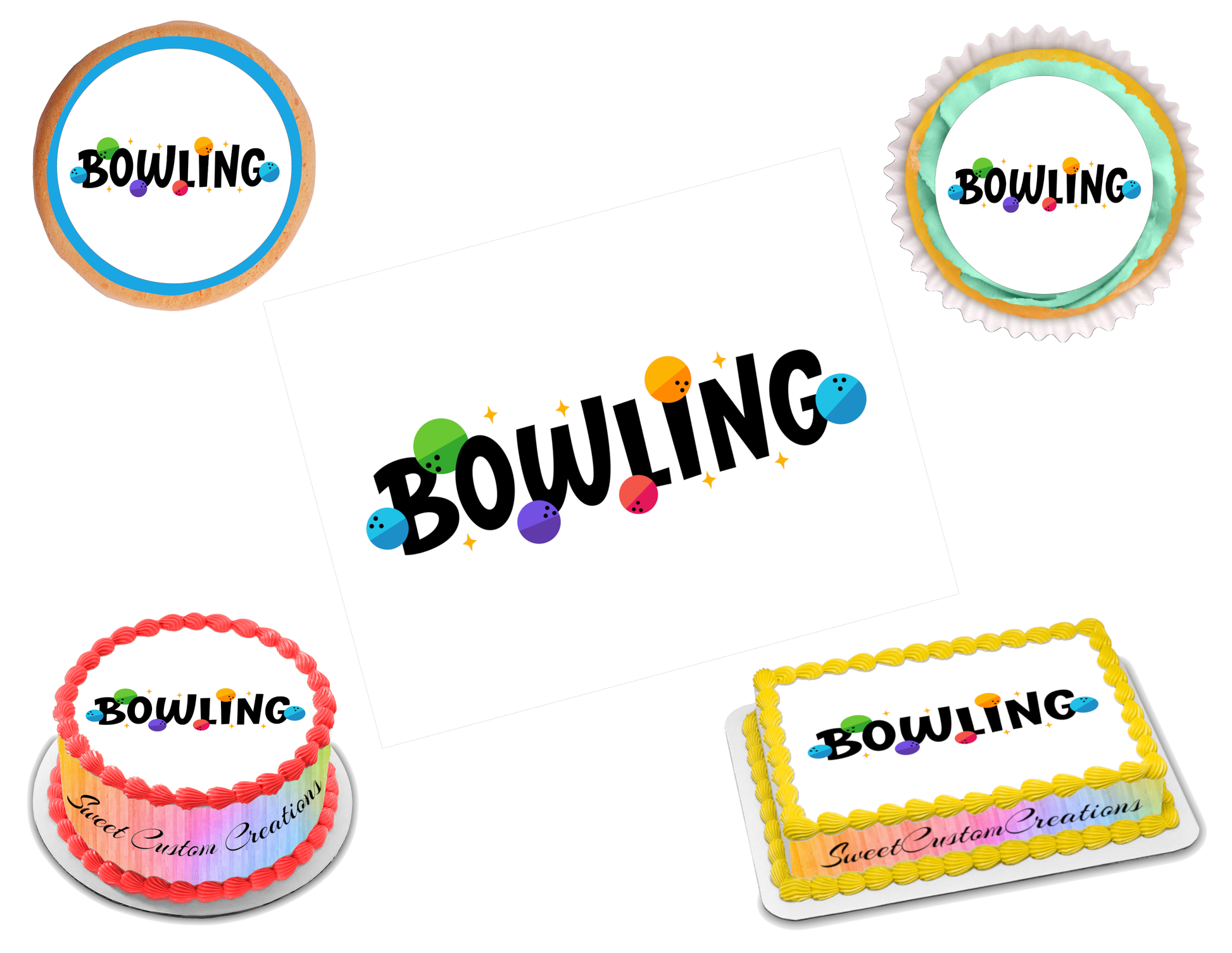 Bowling Edible Image Frosting Sheet #8 Topper (70+ sizes)