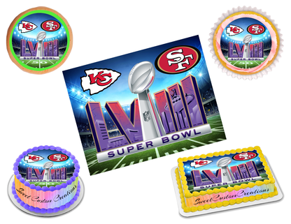 Super Bowl LVIII 2024 Edible Image Frosting Sheet #9 (70+ sizes)