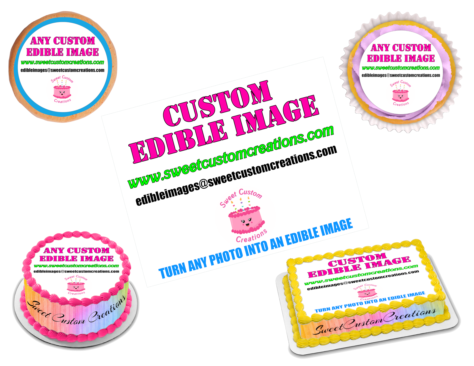 Custom Photo Edible Image Frosting Sheet Topper (70+ sizes)