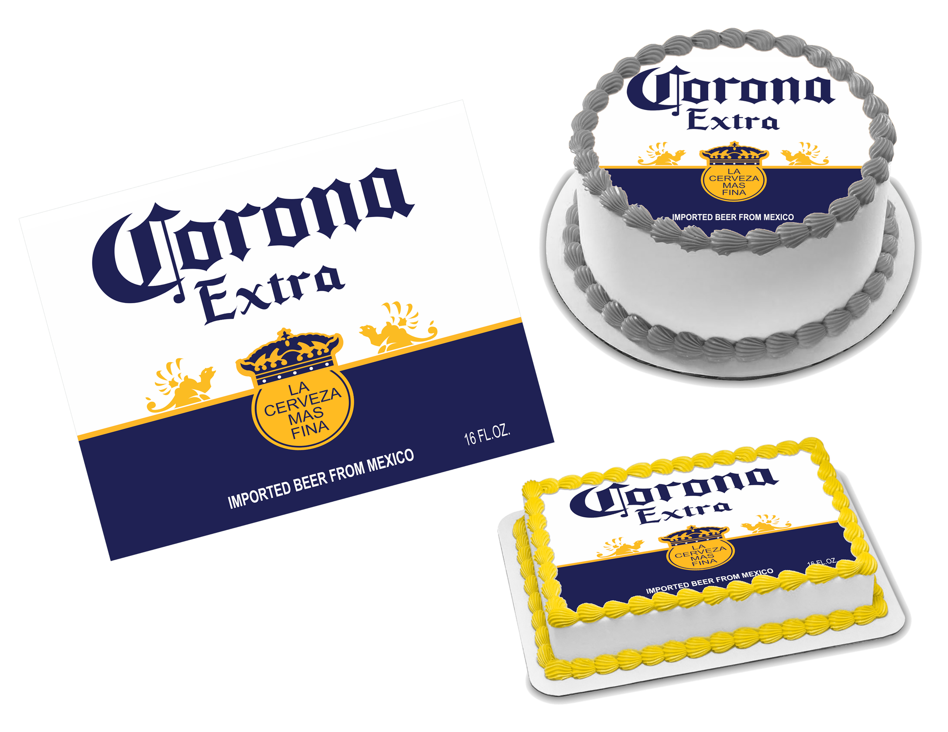 Corona Extra Edible Image Frosting Sheet #1 Topper (70+ sizes)