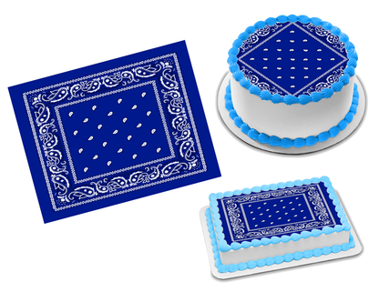 Bandana Blue Edible Image Frosting Sheet #1 Topper (70+ sizes)