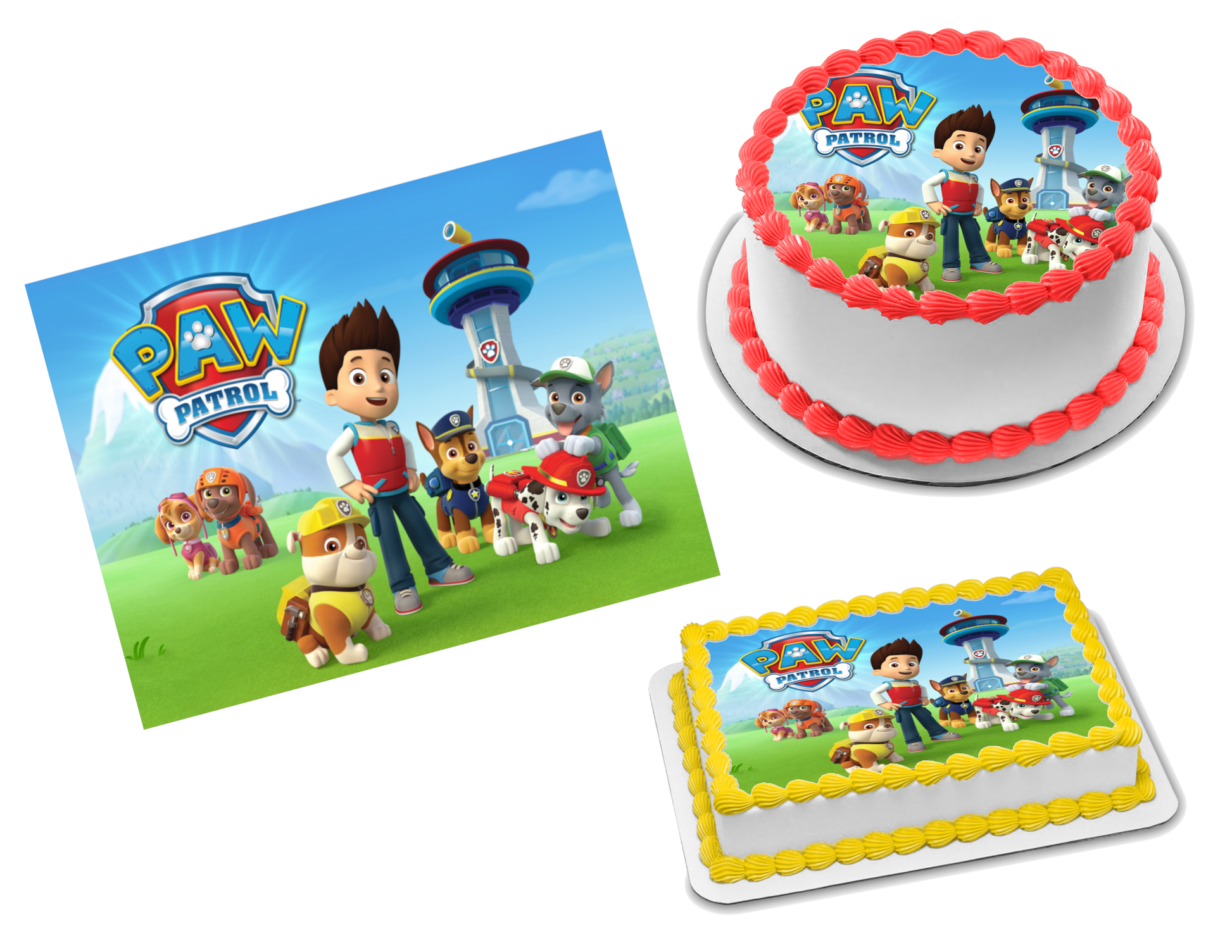 Paw Patrol Cut Out Edible Cake Toppers, Edible Picture
