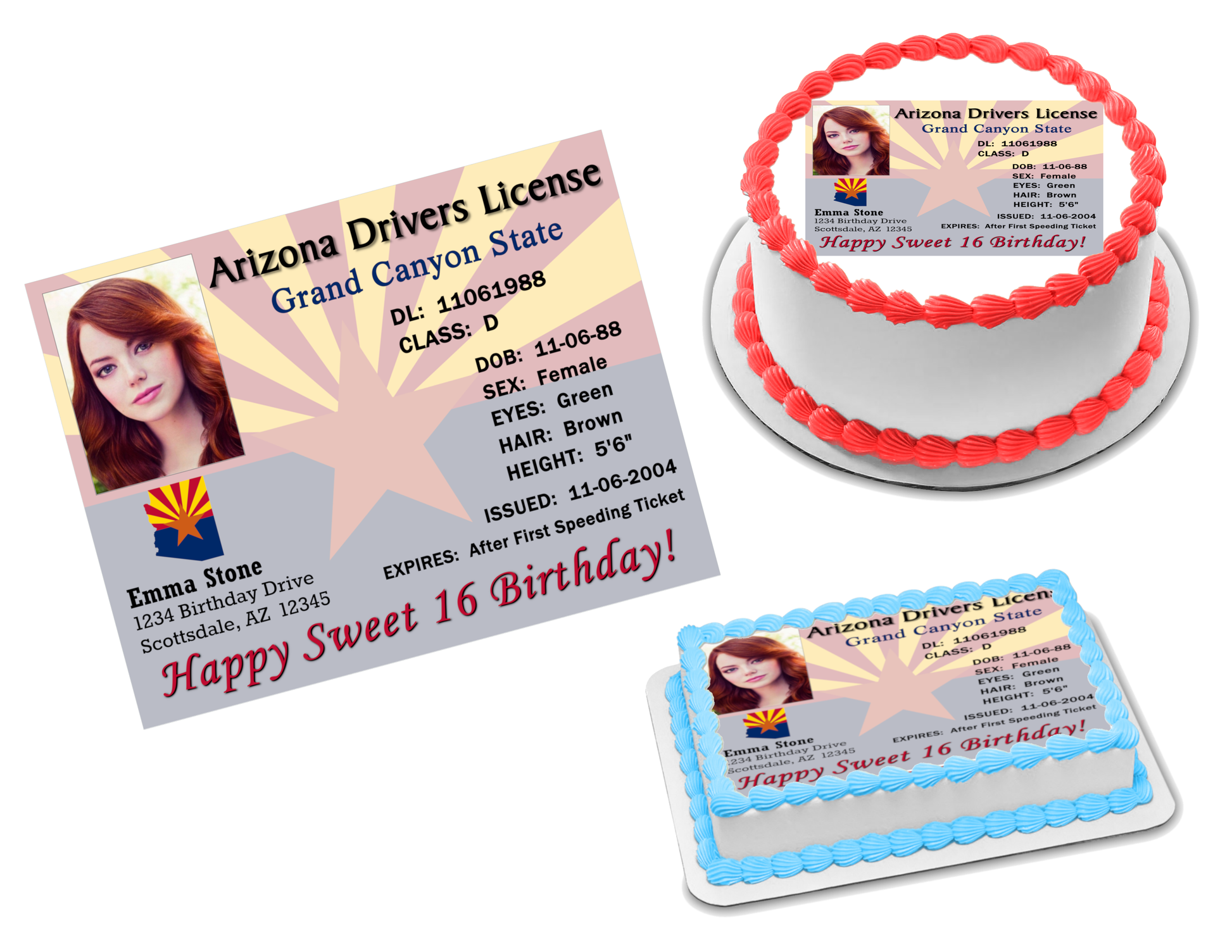 AZ Drivers License Edible Image Frosting Sheet Topper (70+ sizes)