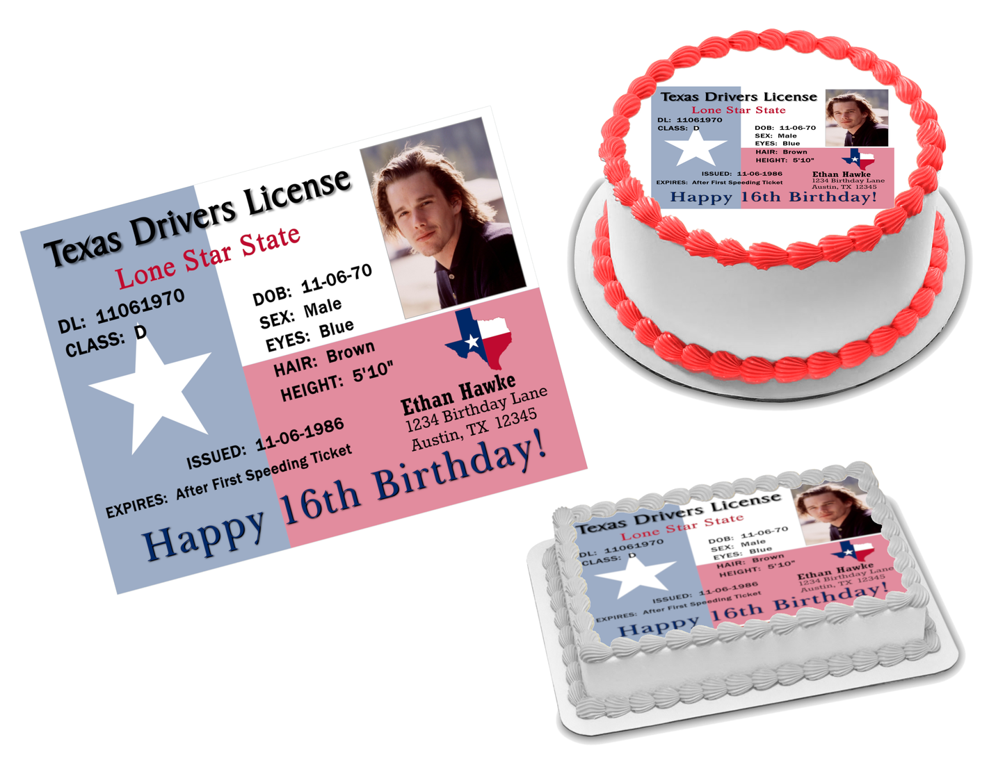 TX Drivers License Edible Image Frosting Sheet (70+ sizes)