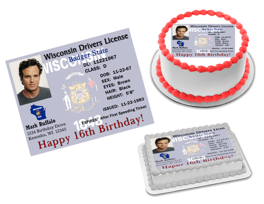 WI Drivers License Edible Image Frosting Sheet (70+ sizes)