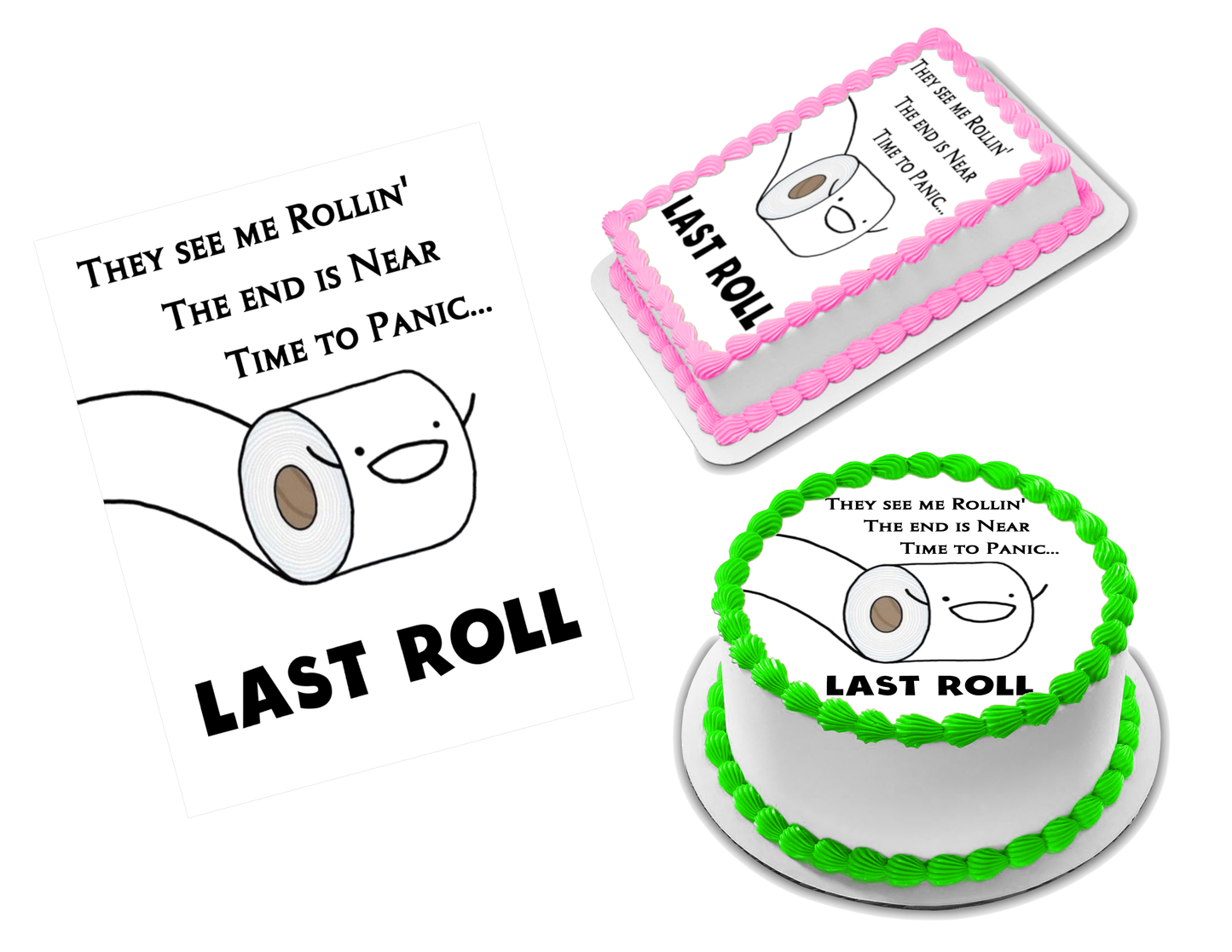 Last Roll Toilet Paper Edible Image Frosting Sheet #1 (70+ sizes)