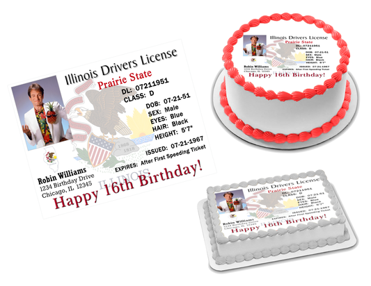 IL Drivers License Edible Image Frosting Sheet (70+ sizes)