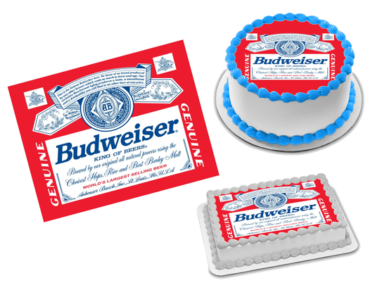 Budweiser Edible Image Frosting Sheet #1 Topper (70+ sizes)