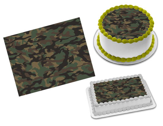 Camouflage Edible Image Frosting Sheet #1 Topper (70+ sizes)