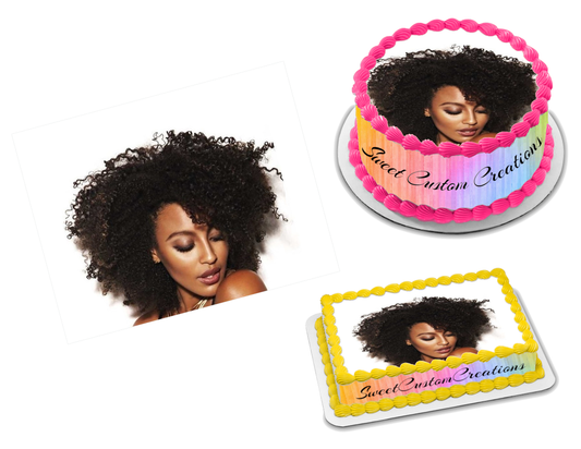 Afro Diva Woman Edible Image Frosting Sheet #1 Topper (70+ sizes)