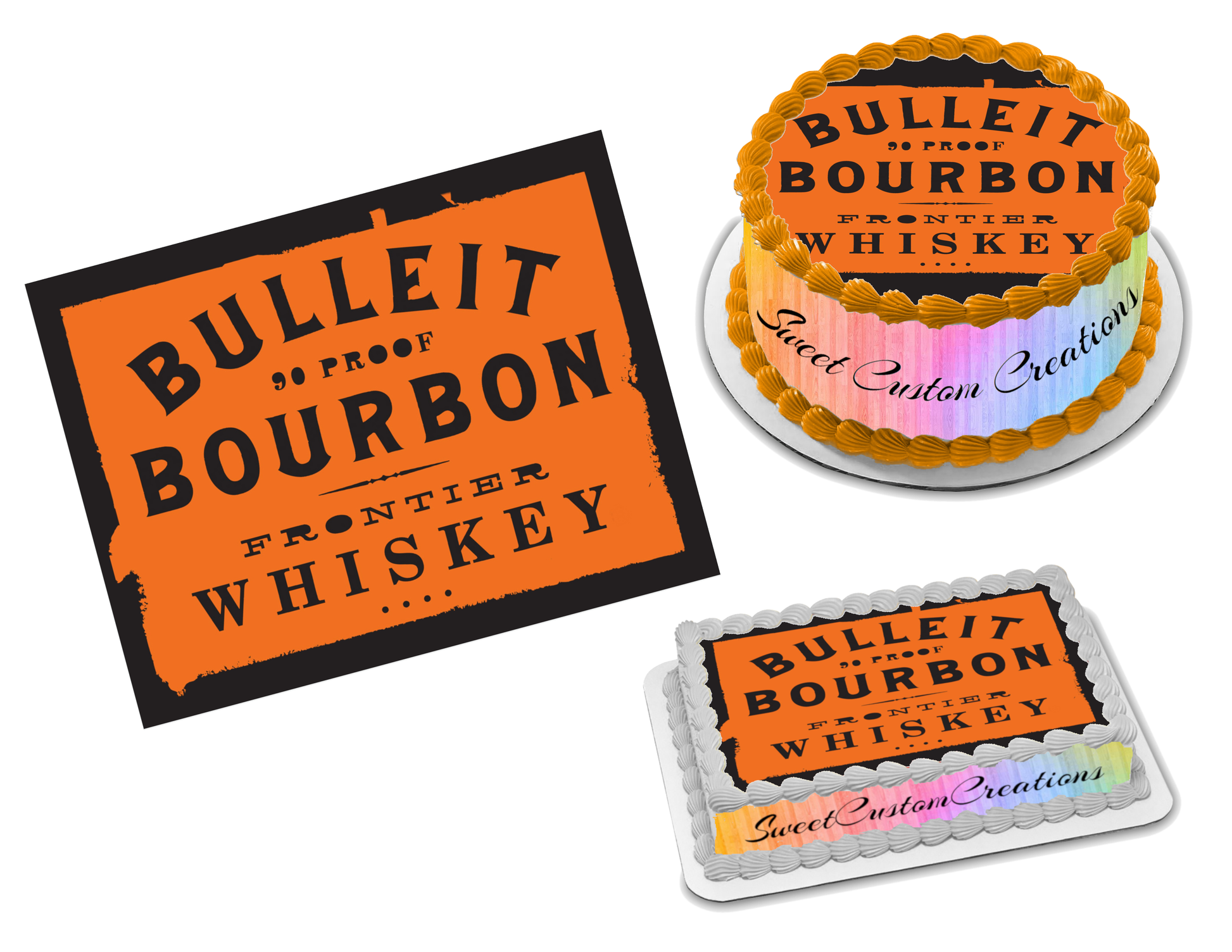 Bulleit Bourbon Edible Image Frosting Sheet #1 Topper (70+ sizes)