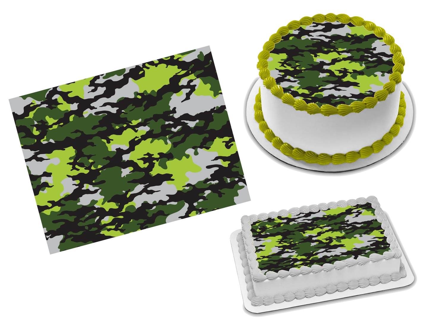Camouflage Edible Image Frosting Sheet #10 Topper (70+ sizes)