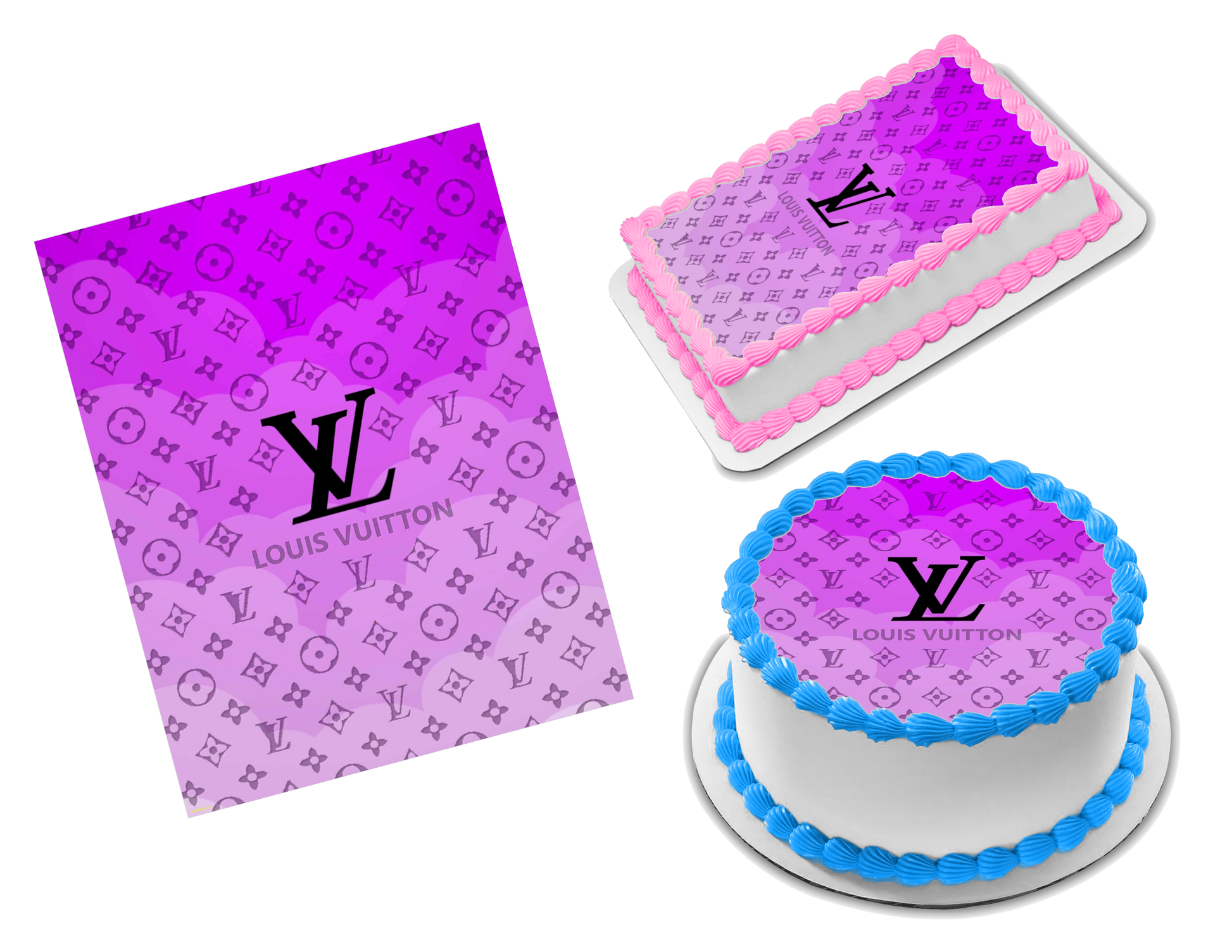 Louis Vuitton Pattern Edible Cake Toppers