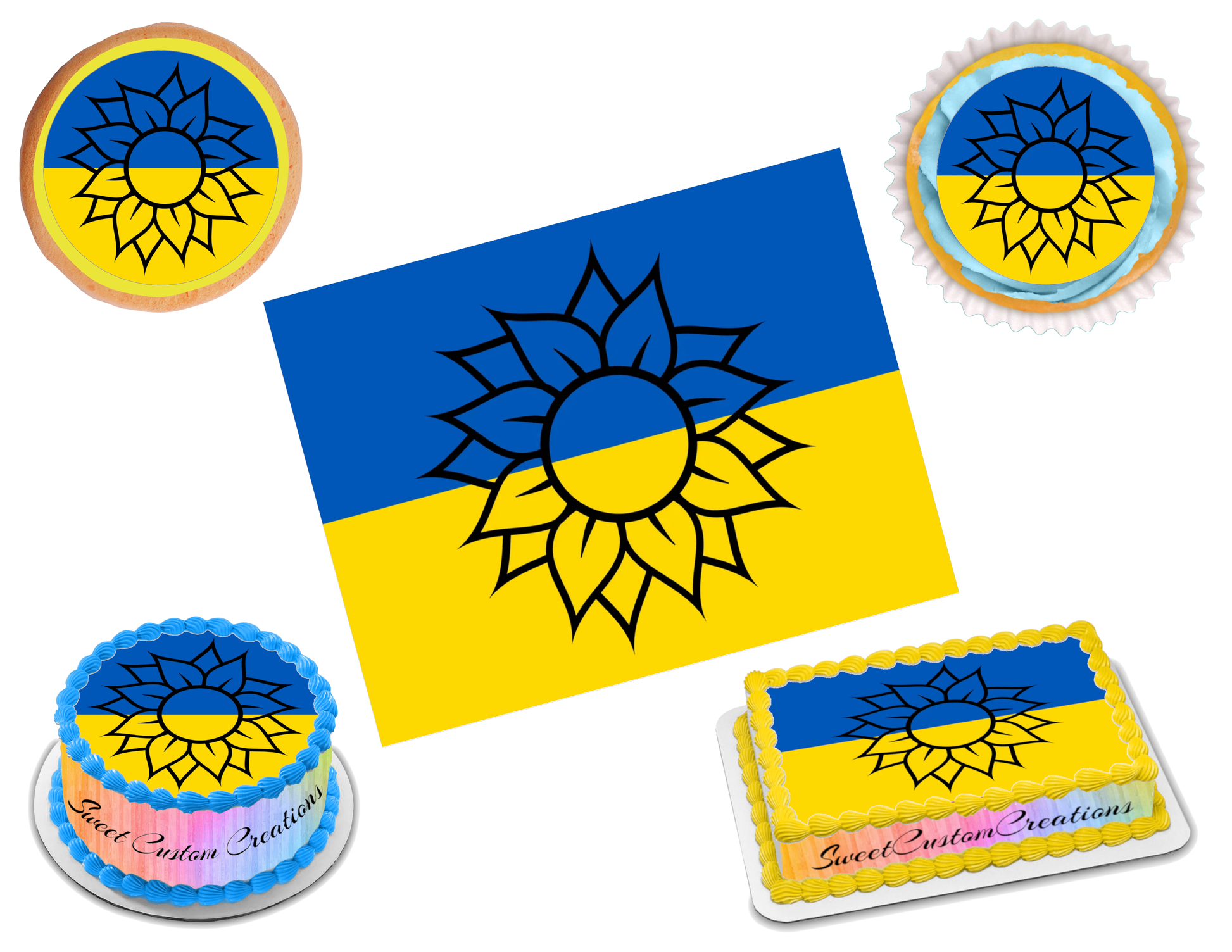 Ukraine Sunflower Edible Image Frosting Sheet #10 (70+ sizes)