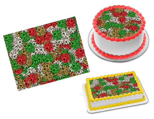 Christmas Bows Edible Image Frosting Sheet #11 Topper (70+ sizes)